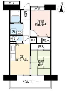 URアーバンラフレ鳩岡【6階】の間取り