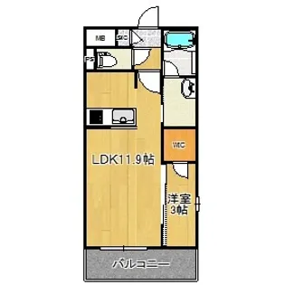 BUENA上大川前通3-II【5階】の間取り