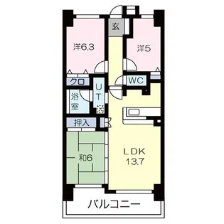 元今泉レジデンス【10階】の間取り