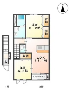 シャイン ヴィレッジ 大木戸 A【2階】の間取り