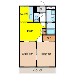 岐阜県大垣市林町9【アパート】の間取り