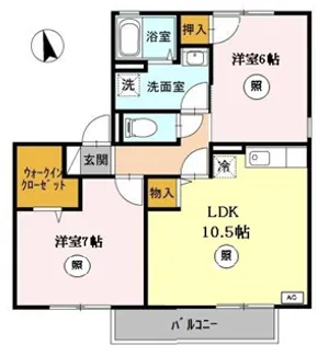 サニーハイツ田寺 B棟【1階】の間取り