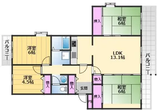 いぶき野三丁目7棟【3階】の間取り