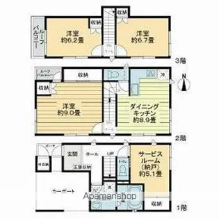 東京都新宿区左門町【一戸建】の間取り
