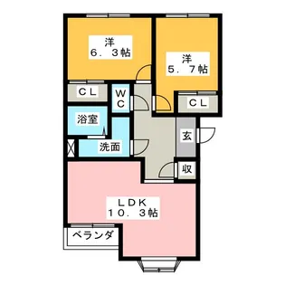 ビューフォートII【2階】の間取り
