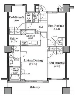 ザレジデンス本牧横浜ベイサイド【9階】の間取り