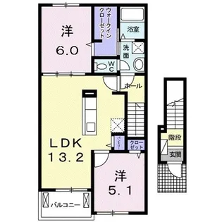 カーサ・セレーノA【2階】の間取り