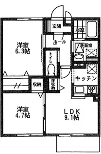 コンフォートルミナスB【1階】の間取り