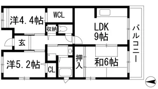 フレール宝塚御殿山3号棟【3階】の間取り