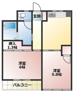 フラット鈴木(フラットスズキ)【2階】の間取り