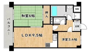 ライオンズマンション西淀川【2階】の間取り