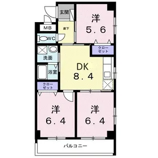 ミウ・ヴィーヴル【3階】の間取り