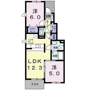 ジュネス3番館【1階】の間取り