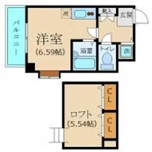 K&W西新橋【6階】の間取り