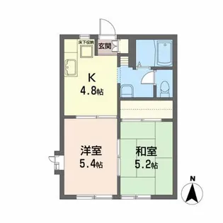 ウエストヴィラ栗生【1階】の間取り