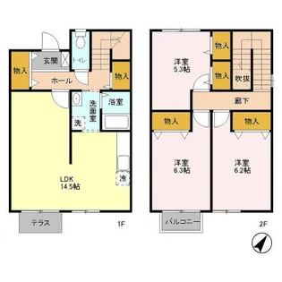 茨城県牛久市南2【一戸建】の間取り