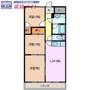 リパルティーレ津新町 B棟【4階】の間取り