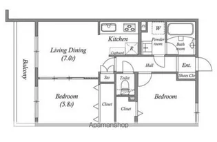 2LDKの間取り画像