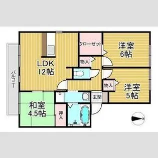 グリーンパーク鴻池【2階】の間取り