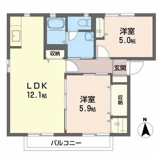 グランシード薬師前C【1階】の間取り