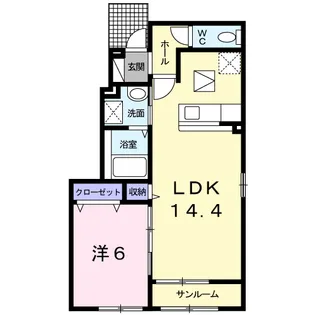 秋田県大仙市大曲飯田町【アパート】の間取り