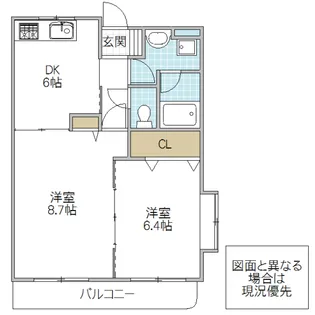 ラ・クレール新原【2階】の間取り