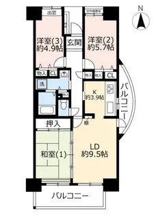 URコンフォールさがみ南【13階】の間取り
