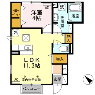 スコヤカパークきのもて【1階】の間取り