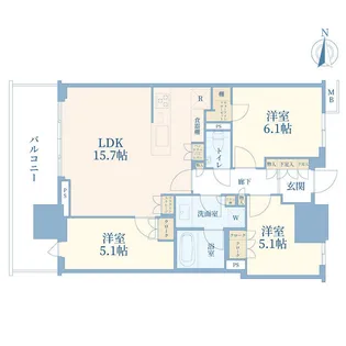 幕張ベイパーク ミッドスクエアタワー【10階】の間取り