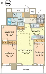 ザ・パークハウス晴海タワーズティアロレジデンス【6階】の間取り