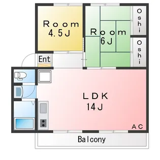 第一大友ハイツ【4階】の間取り