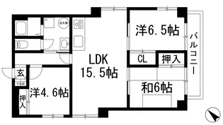 仁川グリーンハイツ【6階】の間取り