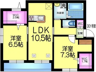 ボン セジュール六実【3階】の間取り