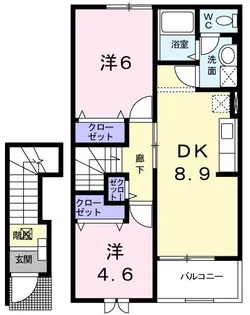 メゾンボヌールB【2階】の間取り