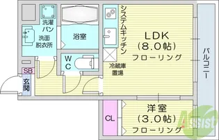 BLESSED LIFE花京院【3階】の間取り