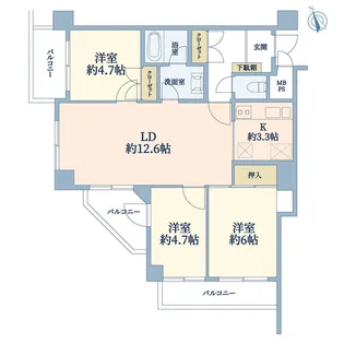 高円寺ナショナルコート【3階】の間取り