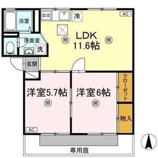 ノーブル清水 C棟【1階】の間取り