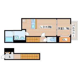 ラフィーノあすと長町【2階】の間取り