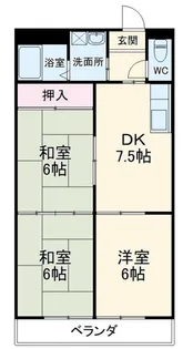 宝勝ハイツ【4階】の間取り