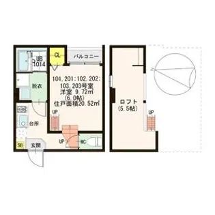 IMPERIAL RESIDENCE塚本【2階】の間取り