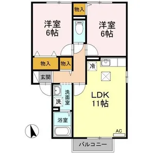 ビバーチェ・やまは奈 B棟【1階】の間取り