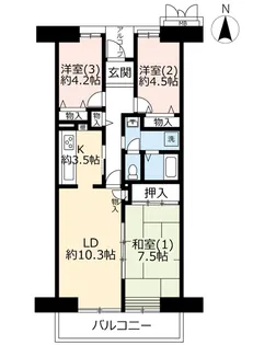UR谷津パークタウン参番街【4階】の間取り