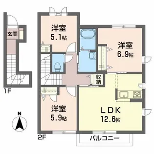 ミオ ポラーレA【2階】の間取り