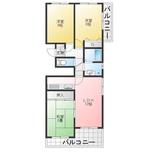 レインボー二女子【5階】の間取り