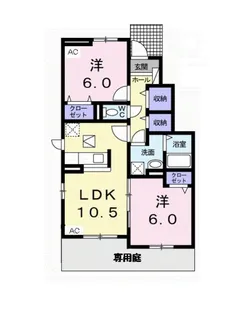 カーザ・プラシードB【1階】の間取り