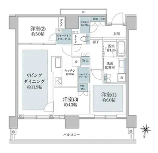 プラウドタワー目黒MARC【29階】の間取り