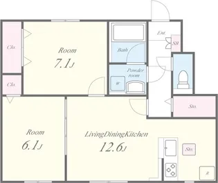 グランヴェルデ高槻【1階】の間取り