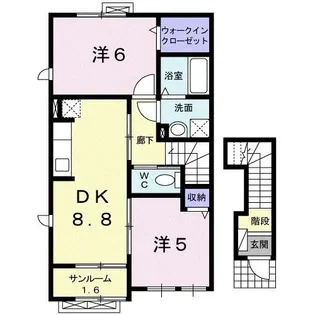 シャン・ド・フル ル E【2階】の間取り