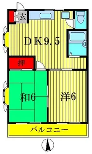 大川ハイツ【2階】の間取り