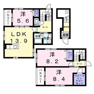 ル・ラパン・ドゥ・ラヴィーヌ【2階】の間取り